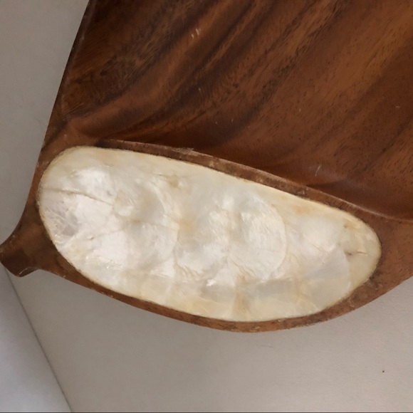 Vintage MonkeyPod Wood Tray Shell Inlay - Picture 2 of 7